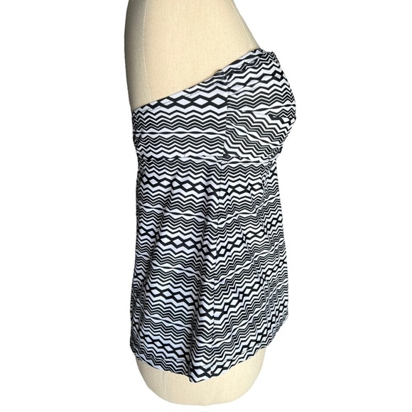 CONVERSE Bandeau Diamond Zigzag Black & White Strapless Swim Top Womens Large - Picture 4 of 11